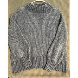 Cynthia Rowley Women's Medium Blue Chenille Knit Pullover Sweater Soft Cozy